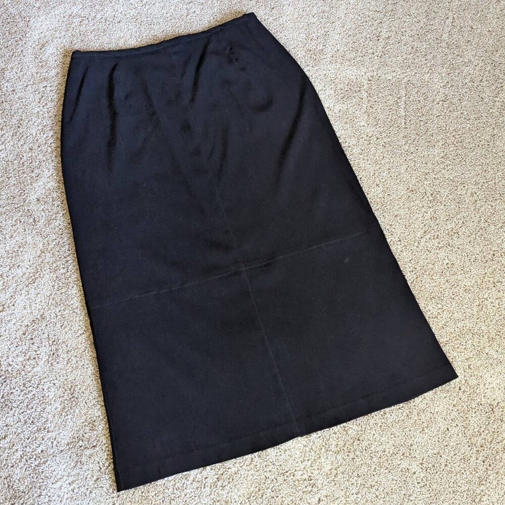 Vintage Skirt Womens 16 Black Maxi Moleskin Microsuede Stretch 00s Y2K